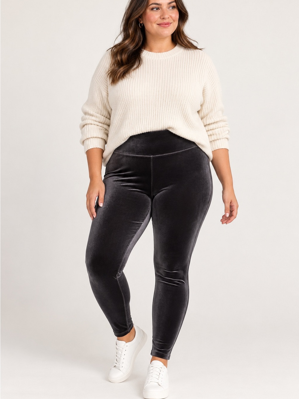 SPANX Velvet Leggings Charcoal Gray High Rise Size 1X